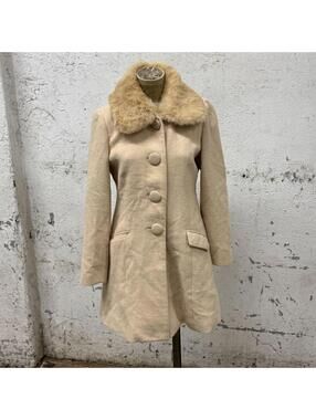 Vintage Fabulous Angela Japan Wool-Blend Coat Fox Fur Collar